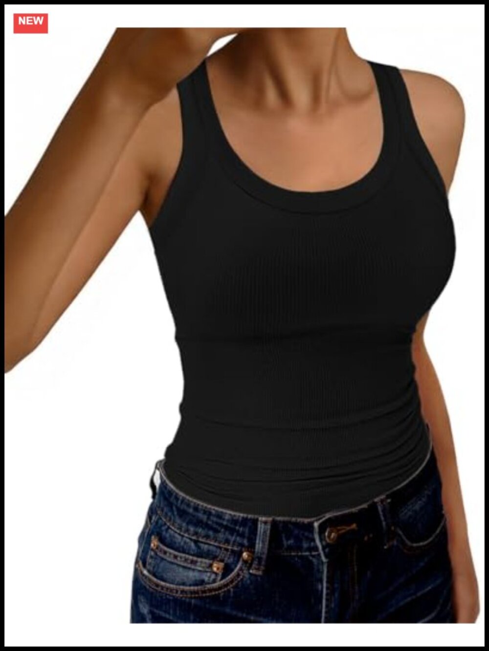 Women's Ribbed Tank Top Scoop Neck Sleeveless Racerback Slim Fit